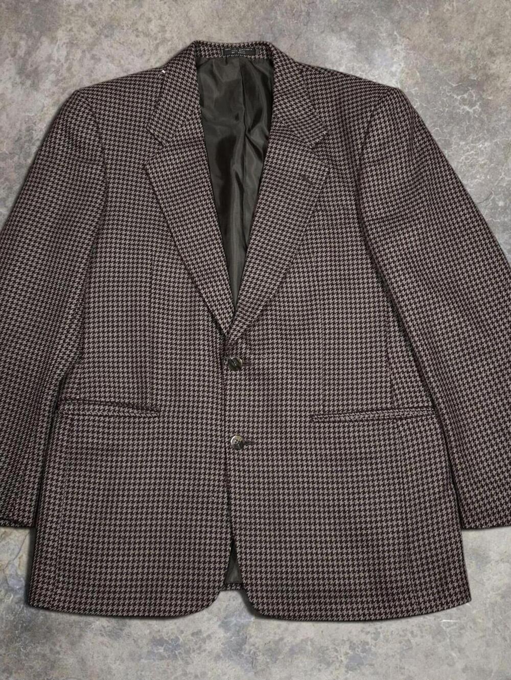Jones New York Vintage Houndstooth Brown Wool Blazer Sport Coat Men’s 40L